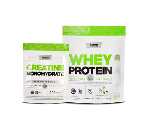 COMBO INICIAL POR UNIDAD WHEY DOYPACK STAR 2 LBS + CREATINA DOYPACK STAR 300 G